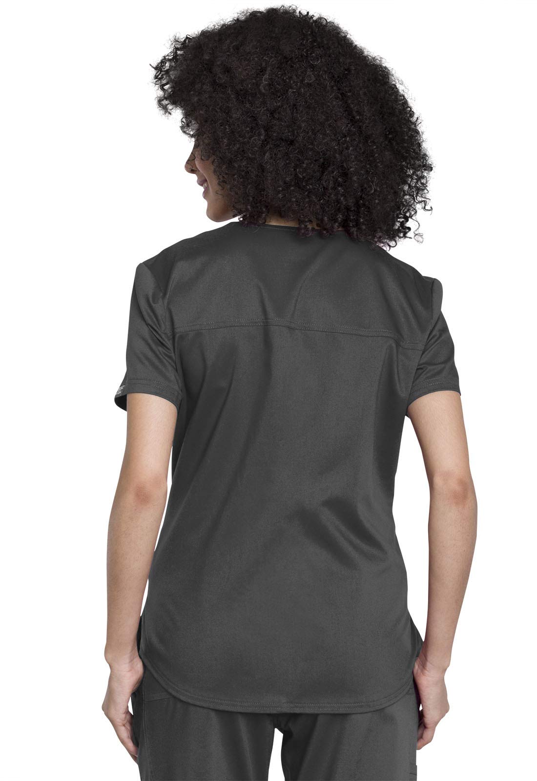 Cherokee WW657 - Conjunto de ropa quirúrgica para mujer con cuello en V y pantalón médico de tiro medio con cordón de pierna cónica WW105, peltre- XS Top/XS