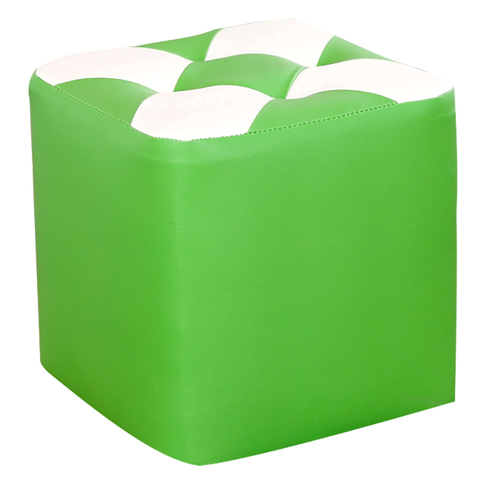 Canapé pouf tabouret bas carré en similicuir imperméable vert 29x29x35cm