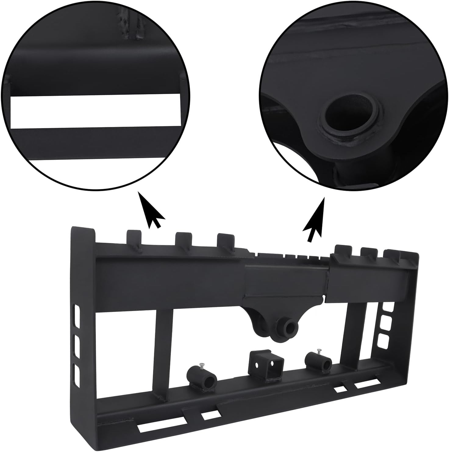 WFLNHB 2500lb Skid Steer Pallet Fork Frame with Receiver Hitch and Spear Sleeves Replacement for Kubota Bobcat Skid Steer Loaders Tractors