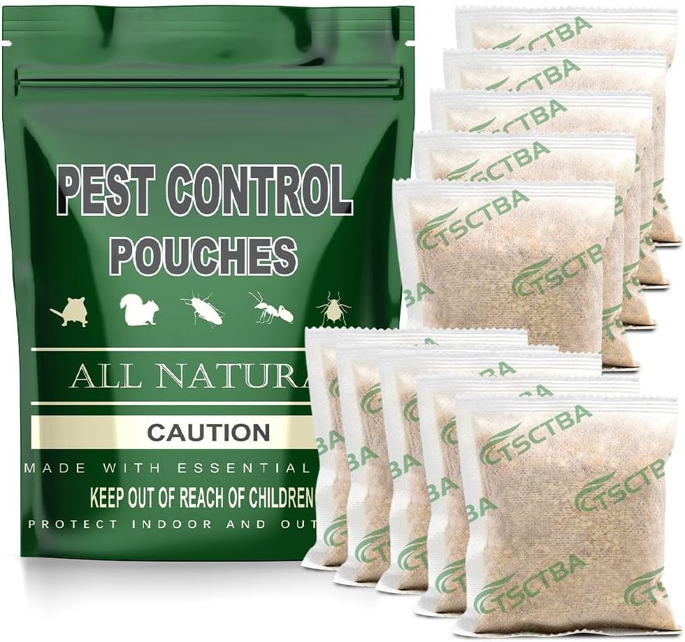 Pest Control Pouches, Mice Repellent Indoor, Rodent Repellent, Mouse Repellent, Mouse Deterrents, Rat Repellent for House,Roach,Spider,Roach,Ant,Mosquito,Silverfish and Lizard Repellent- 10P