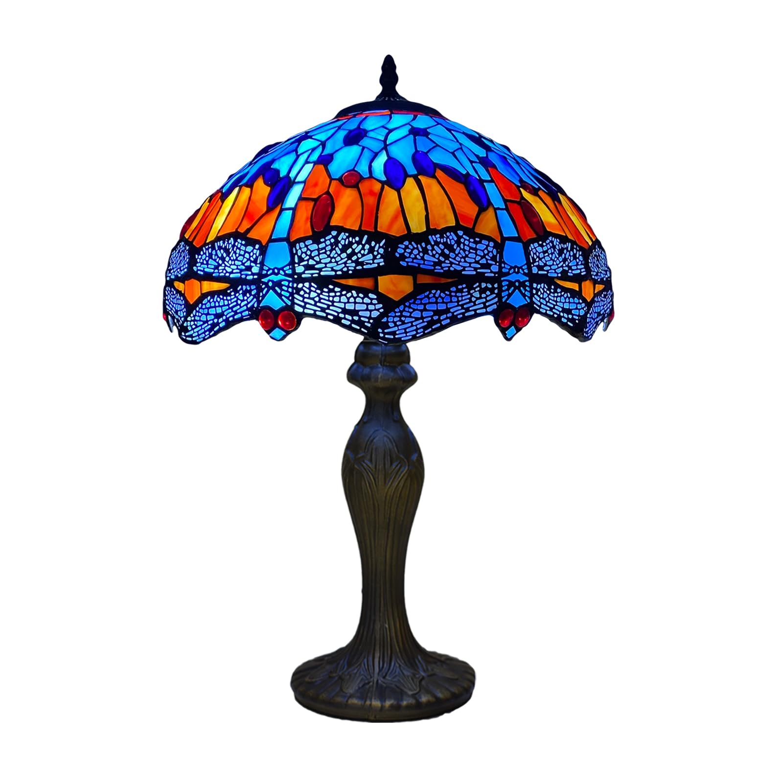 Auroh Tiffany Table Lamp 16 inch Handcrafted Lamp Shade Antique Dragonfly Design Table Lamps for Living Room Decor Home Decor Hallway Gallery