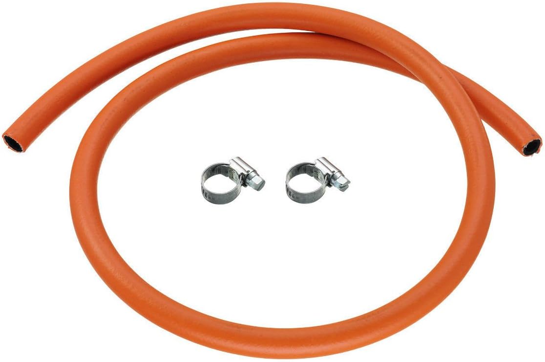 CALOR Gas Brand 1mt 8mm Orange LPG Gas Hose for Propane/Butane with Clips