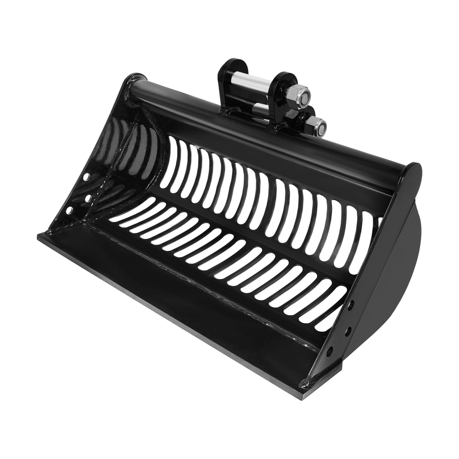 60 cm Siebschaufel für Minibagger, Baggerlöffel aus Stahl, Bodensiebschaufel mit 25 mm Bolzenlöchern für 800–2000 kg Minibagger, Materialsortierung & Erdarbeiten