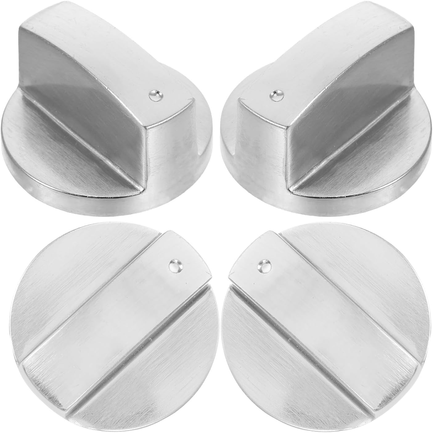4pcs Gas Stove Control Knobs Replacement Silver Metal Burner Accessories for Embedded Cooktops