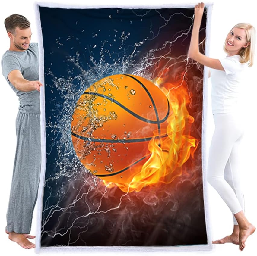 Zzkslife Basketball Blanket 3D Soft Plush Sherpa Throw