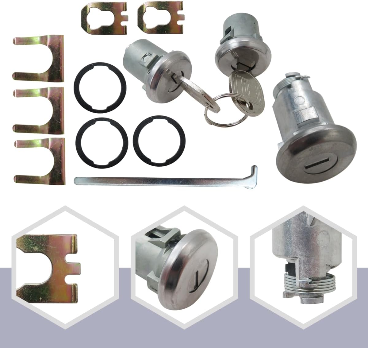 Upgraded Doors/Trunk Lock Key Cylinder w/Keys Set Fit for CHEVROLET CAPRICE & IMPALA 1967-1970, 1977-1996 (NO STATION WAGON MODELS),Replaces for 608307, 605533, 607868, 608170 by Vicue