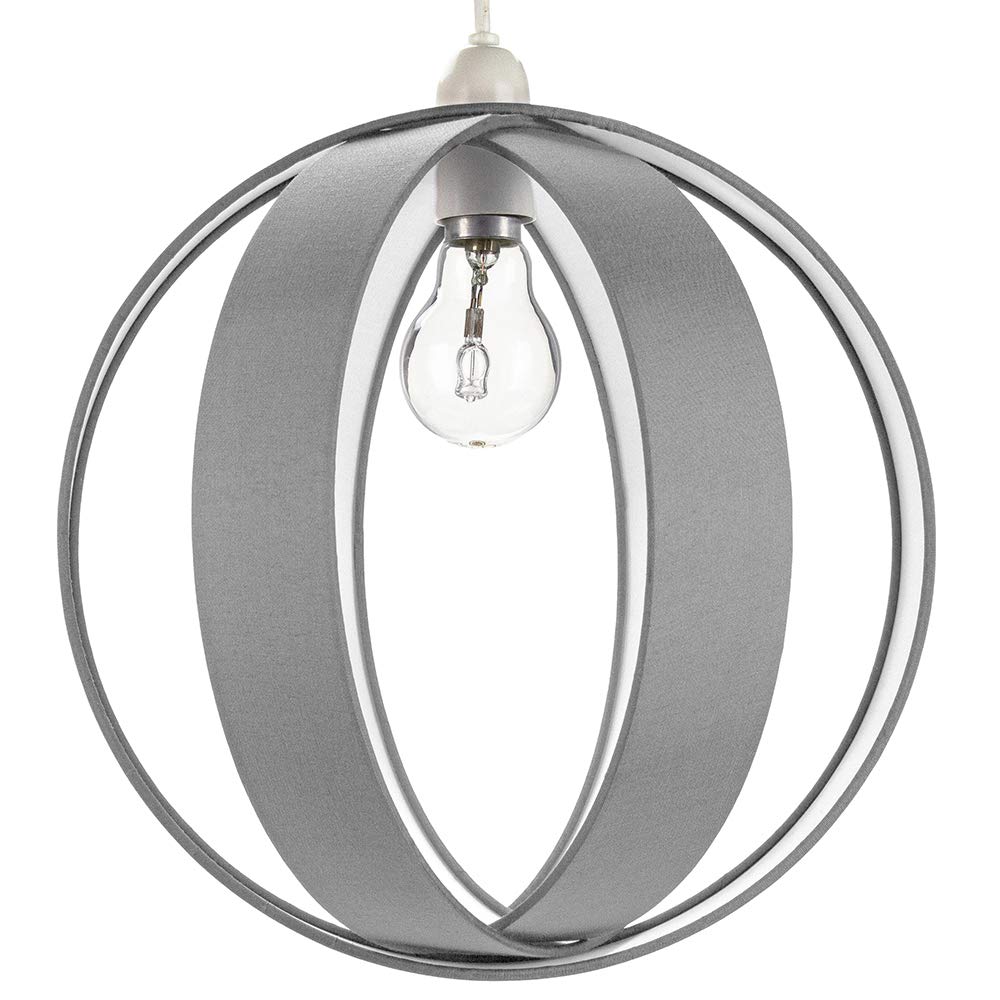 Modern Grey Faux Silk Satin Fabric Cocoon Globe Design Ceiling Easy Fit Pendant Light Shade | 60w Maximum | Designer Style | 30cm Diameter by Happy Homewares