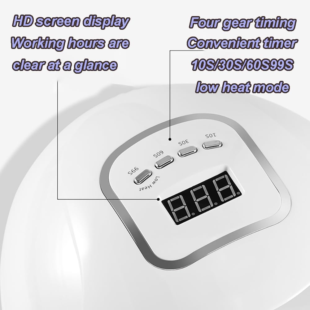 Lampada per Unghie a LED, asciugacapelli, Lampada per Unghie Gel UV, Lampada UV LED per asciugacapelli da 120 W, con 4 impostazioni di Timer, sensore Automatico 45 Perline per Design di Nail Art