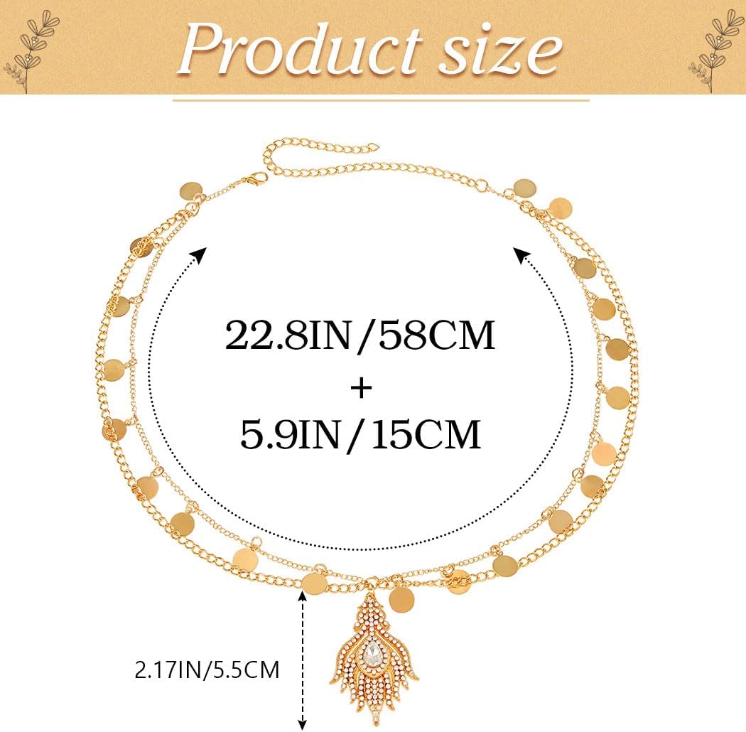 ACEDRE Boho Egyptian Headpiece Gold Sequin Head Chain Cleopatra Costume Hair Accessories for Women