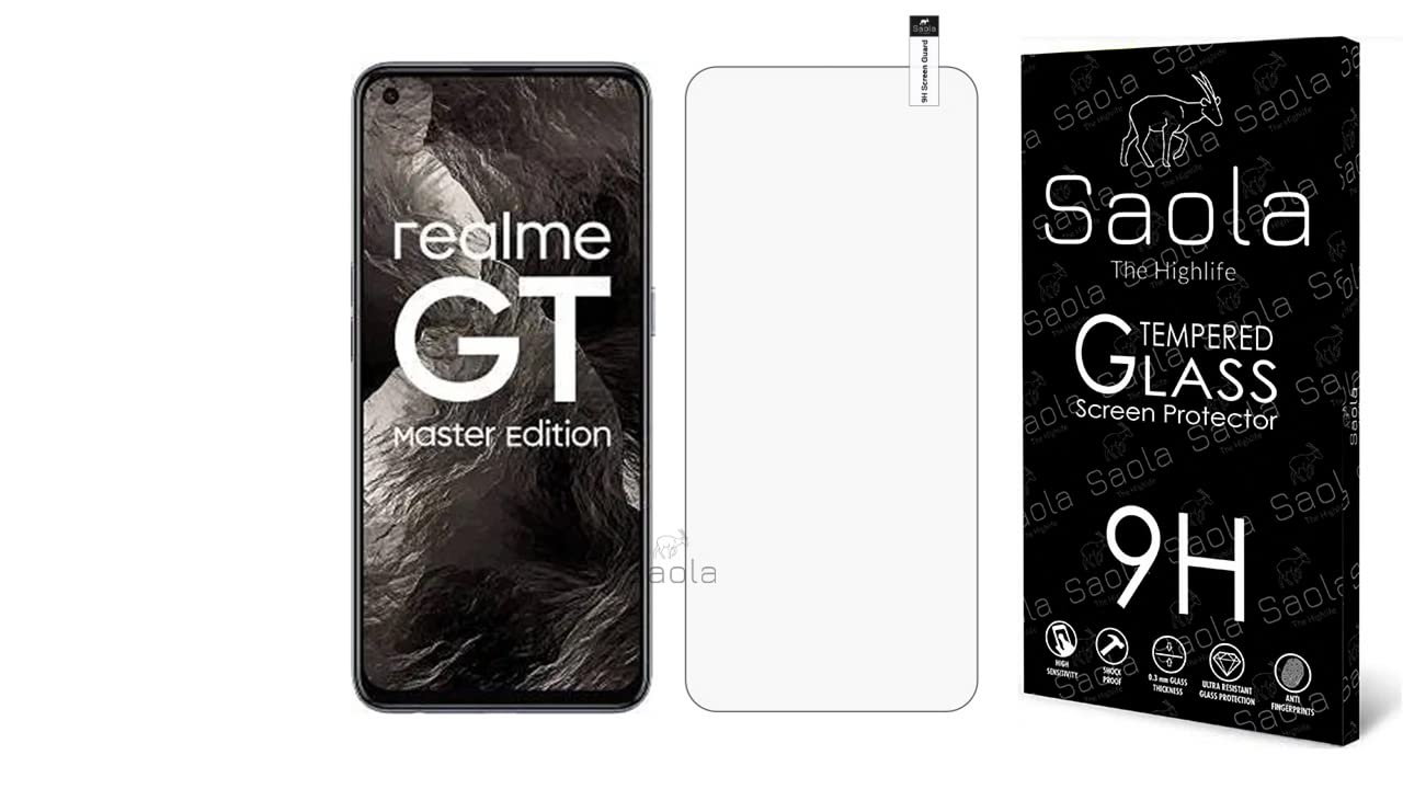 Saola 9H Clear Tempered Glass For Realme GT Master Edition (Pack Of 2) with Free Installation Kit. Full screen Coverage - 6.43 inch (B0BG1JFZ1Z) Amazon Price History, Amazon Price Tracker