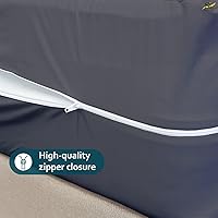 Vista 6 de Protector de colchón tamaño completo, funda 100% impermeable con cremallera, 15 pulgadas de profundidad, funda de colchón de seis lados para cama