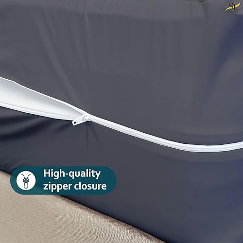 Miniatura 6 de Protector de colchón tamaño King 100% impermeable con cremallera, 15 pulgadas de profundidad, funda de colchón de seis caras para cama, estilo