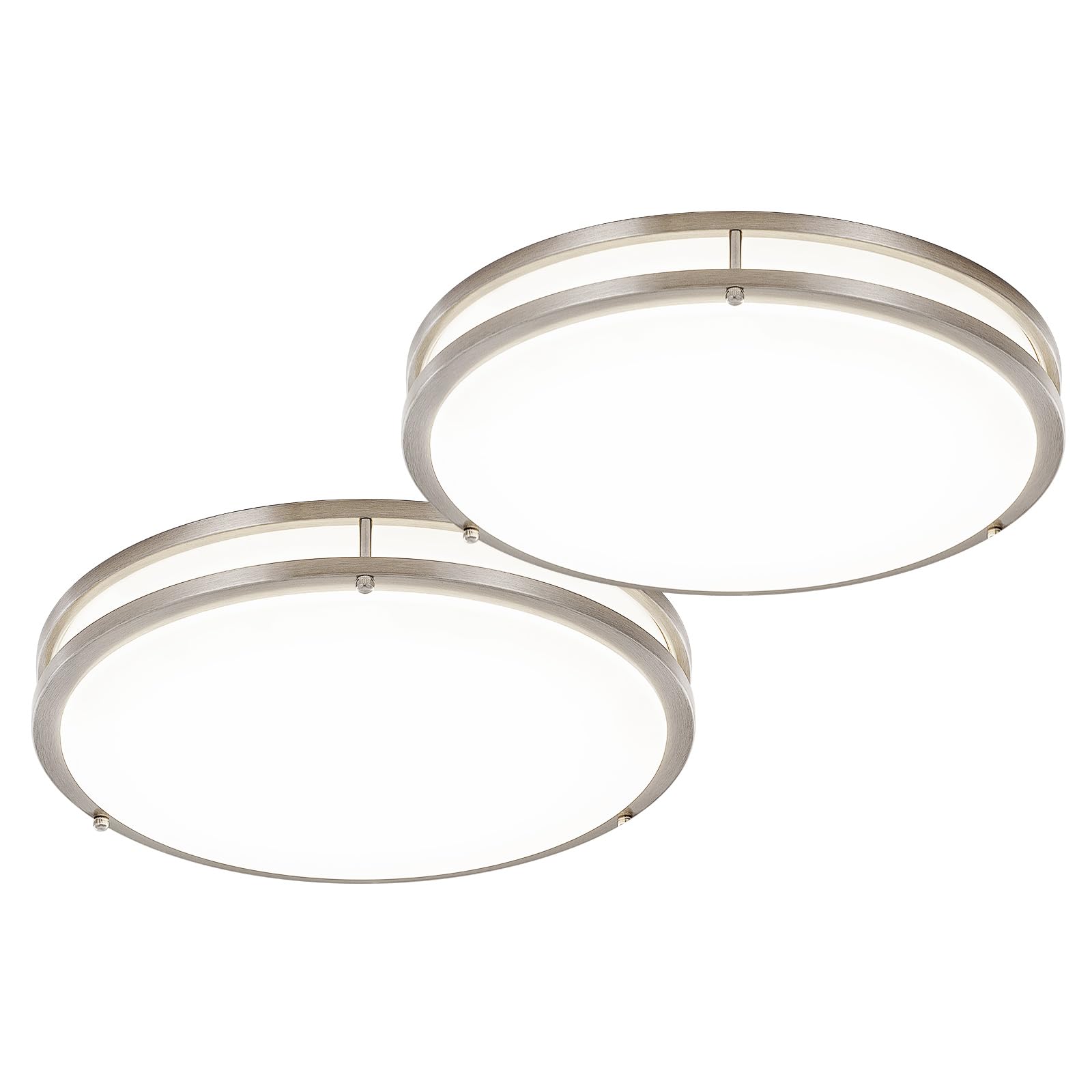 DLLT 2 Pack LED Flush Mount Ceiling Lights:16 Inch 5CCT(3000K-6000K) & Dimmable Ceiling Light Fixtures for Bedroom Hallway 36W Modern Brushed Nickel Super Bright-image-2