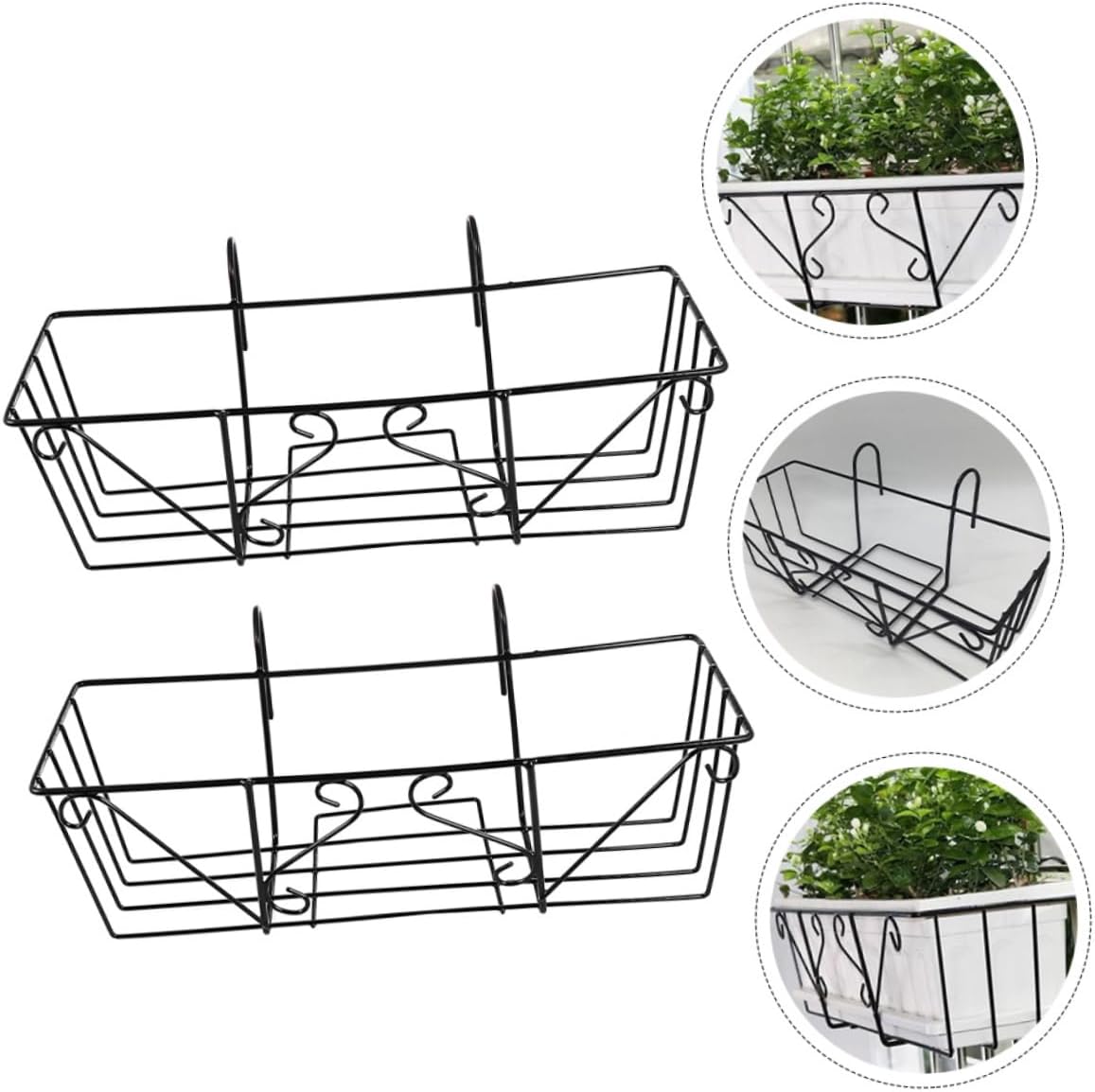 SUPVOX 2Pcs Durable Balcony Flowerpot Rack Premium Hanging Plant Stand for Railing Display Sturdy Flowerpot Bracket for Orchids Other Plants Long