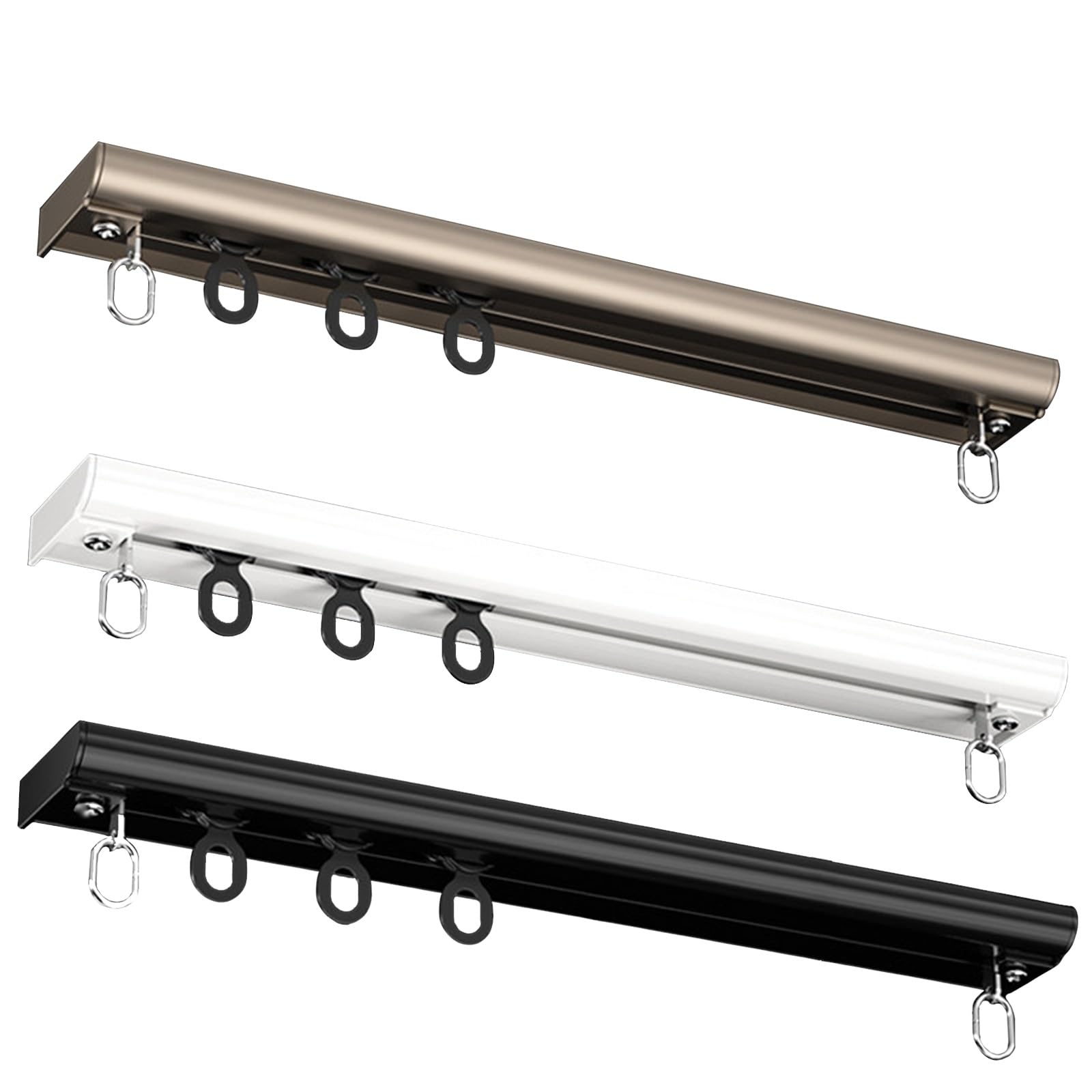 Ultr-thin Aluminum Ceiling Curtain Track Set, Invisible Sliding Drop Curtain Rail Set, Ceiling Sliding Curtain Rod for Living Room Bedroom Office Window(Champagne,420cm(13.8ft))