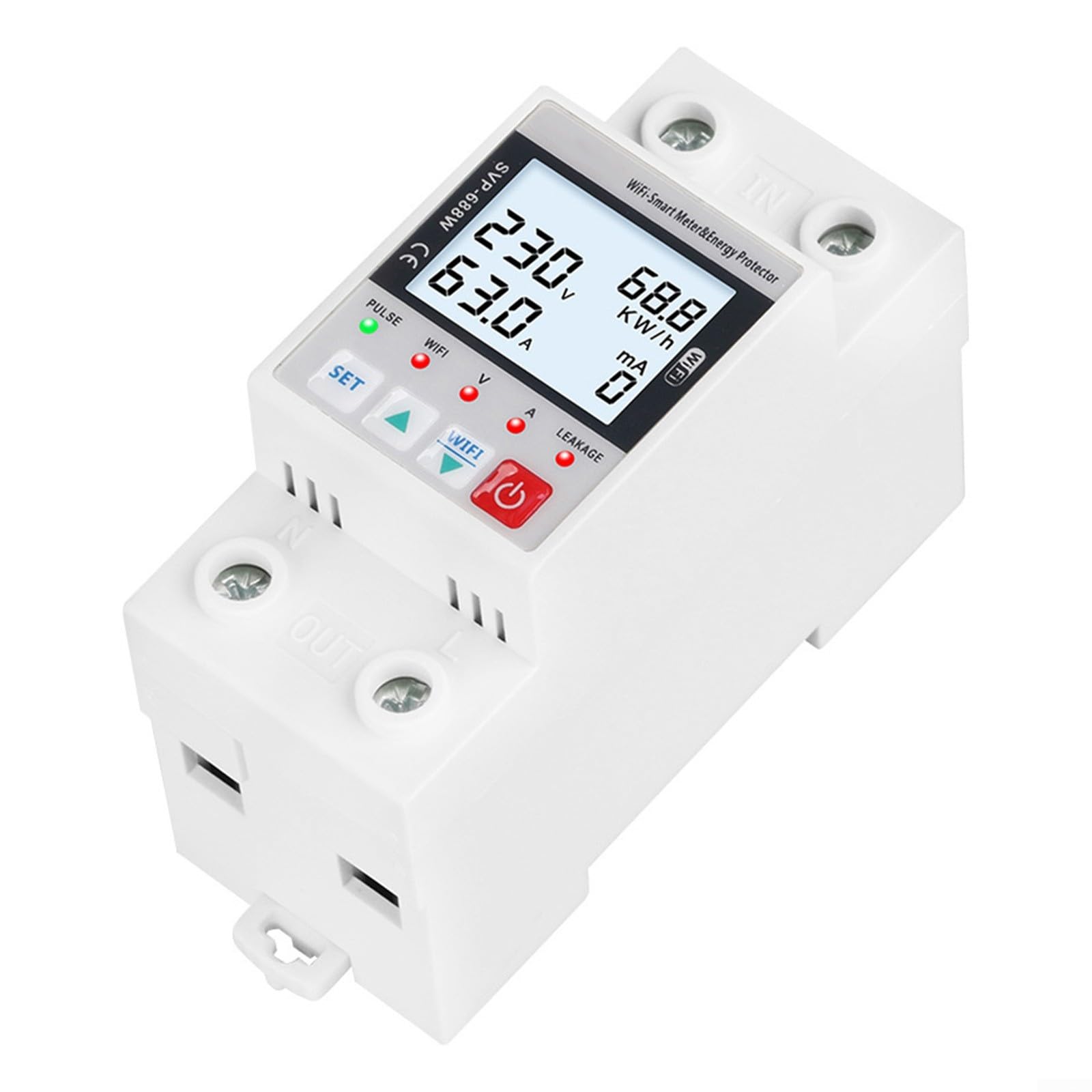 Interruttore WiFi senza fili, per Tuya WIFI Smart Meter Controllo remoto perdite sopra e sottotensione Protector Appartamento Home Energy Monitor