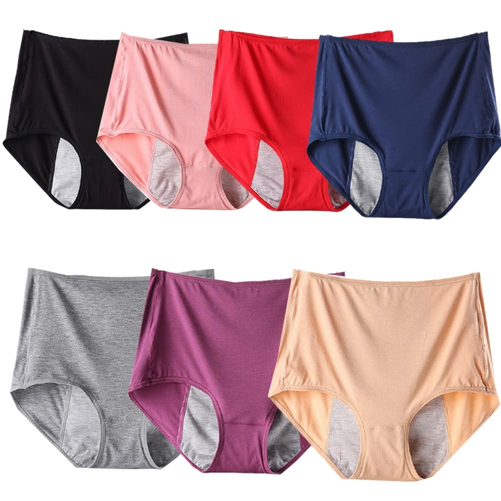 Mujeres Menstruales Bragas 7 Unids Sangrado Posparto Incontinencia a Prueba de Fugas Período Menstrual Calzoncillos (Color : Multicolor, Size : XXL)