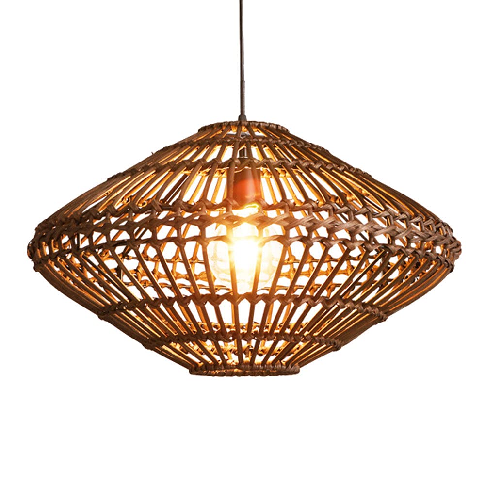 Lámpara de araña Colgante de ratán Estilo sudeste asiático, lámpara de Material Natural, bambú Curvado, iluminación rústica, Pantalla de luz de Techo para Cocina, Comedor y Restaurante.