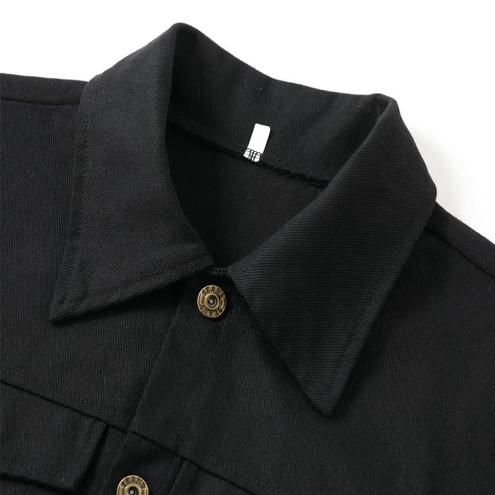 Veste en Jean pour Homme Blousons avec Bouton Slim Fit Cardigan Décontractés Veste à Manches Longues Denim Bomber Jacket en Jean Manteau pour Printemps Automne