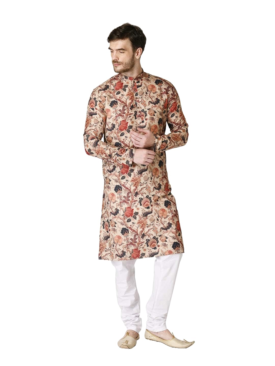 tabard Men's Regular Fit Cotton Kurta – Beige Color Full Sleeves for Men-picture-11