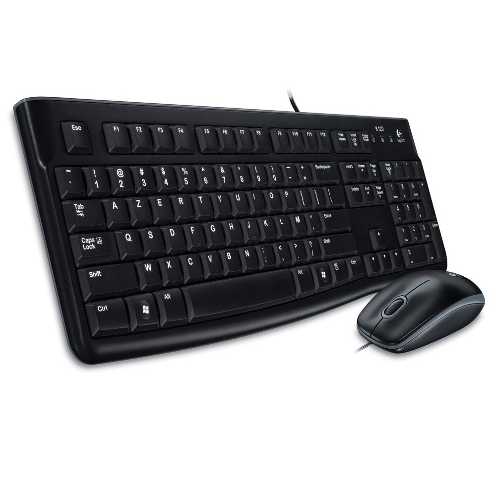 Logitech MK120 Kit Tastiera e Mouse Cablati | Layout Russo QWERTY - Nero