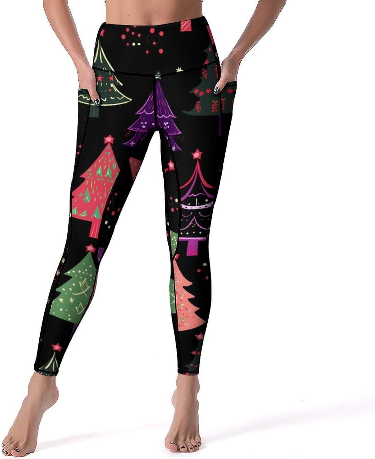 Christmas Tree Womens Yoga Pants High Waist Tummy Control Workout Leggings