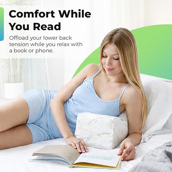Sacred Thread Memory Foam Knee Pillow for Side Sleepers, Leg Pillow for Side Sleeping with Rayon Derived from Bamboo Cover, Knee Cushions for Sleeping (Bone) (White)