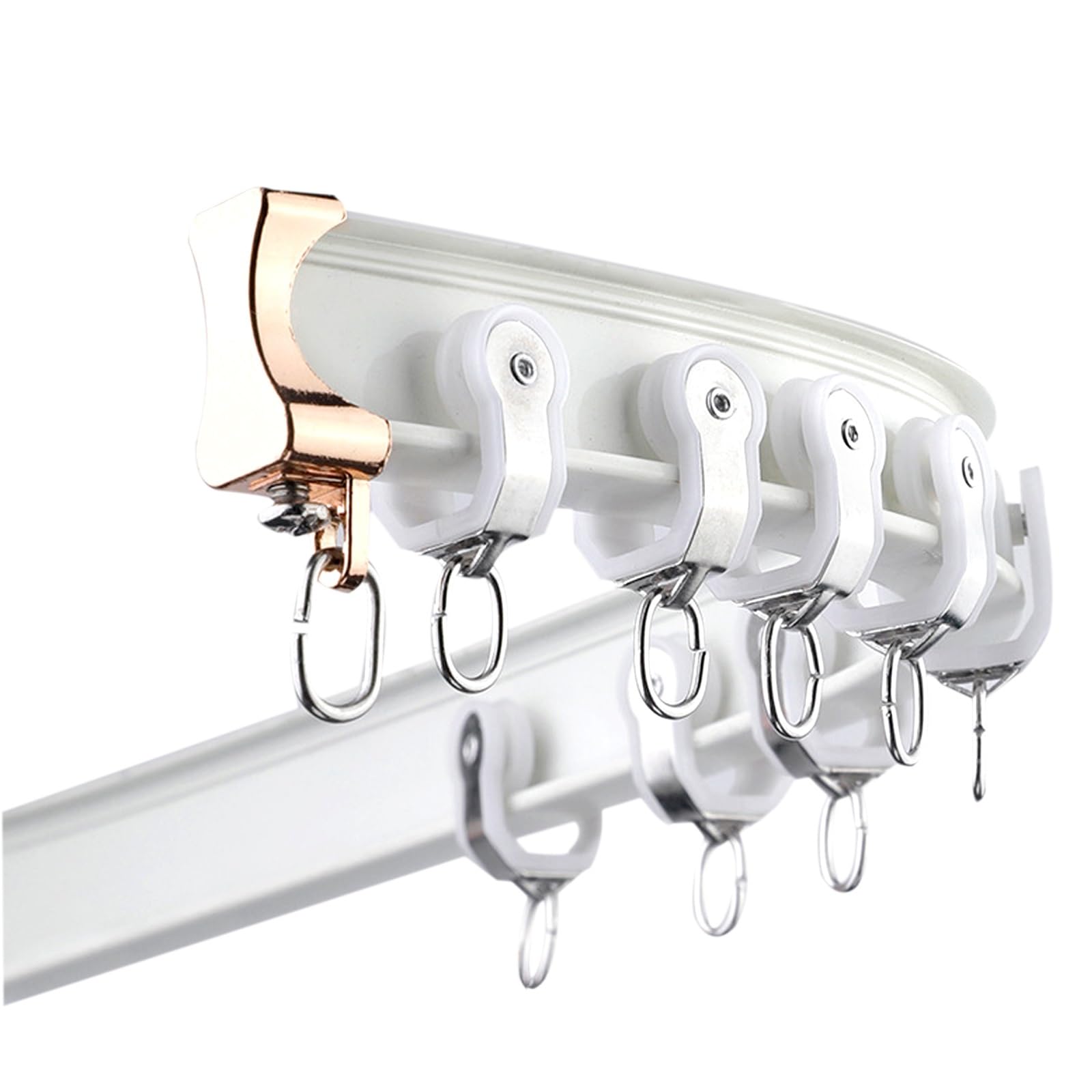 Gardinenschienen biegbar für gerade und Erkerfenster, Aluminium-Gardinenschienen, gebogene Gardinenstange für Decke oder Wand, 120/170/250/350/470/500 cm (Karbonisierte Farbe: Champagnerfarb