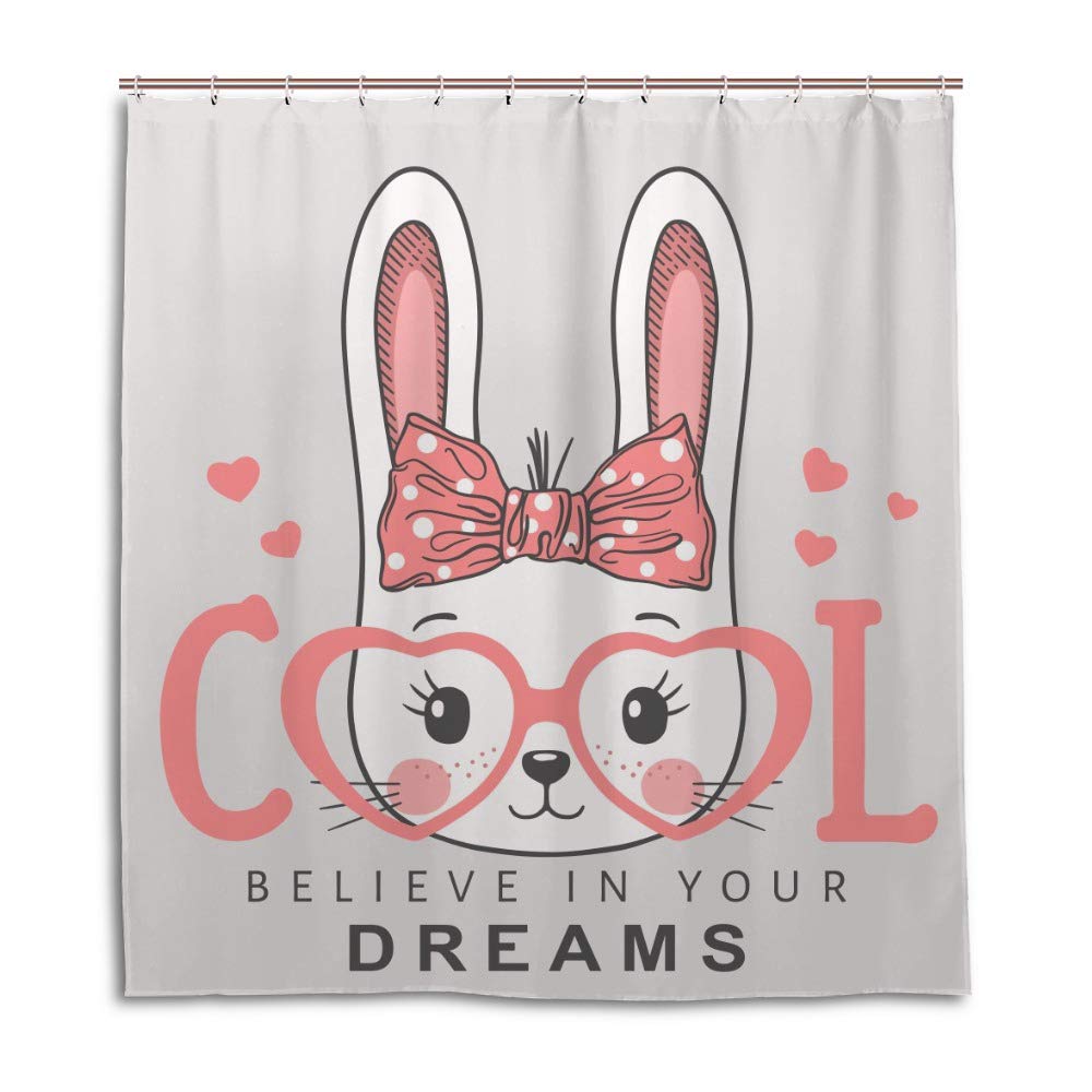 Rideau de douche lapin anti-moisissure avec 12 crochets CHEHONG