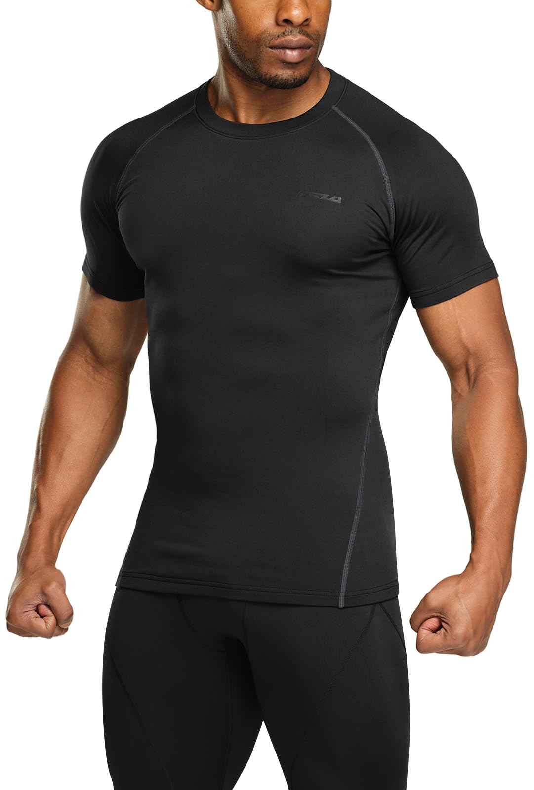 TSLAMen's Thermal Short Sleeve Compression Shirts, Athletic Sports Base Layer Top, Winter Gear Running T-Shirt