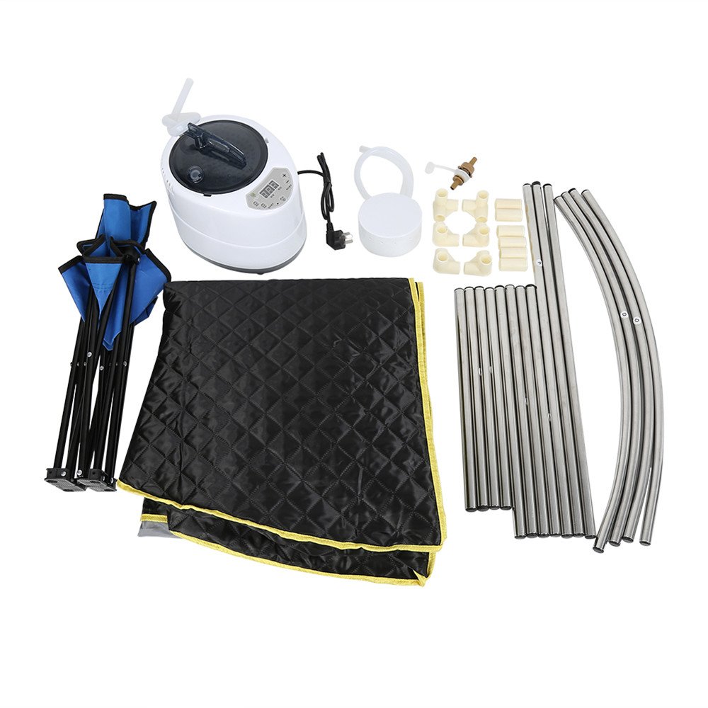 Cabina Sauna a vapore，Sauna domestica in casa， Bagno di vapore portatile a casa Mobile Sauna，1000W (nero)