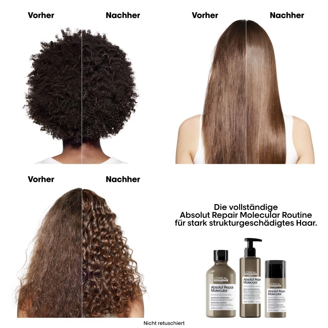 L'Oréal Professionnel Serum für strukturgeschädigtes Haar, Zur molekularen Tiefenreparatur, Mit 2% Peptidbondern und 5 Aminosäuren, Serie Expert, Absolut Repair Molecular Rinse-Off Serum