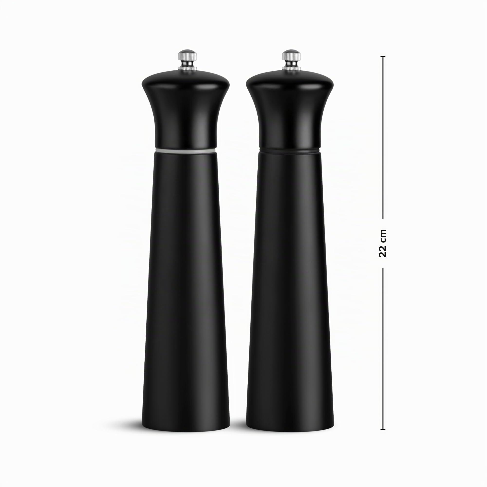 Black Sweden Home Macina Sale e Pepe in Legno - Set Sale e Pepe Elegante - Macinino per Pepe con Design Nero e Nero - Macina Spezie in Ceramica - Nordic Style - Perfetto per Tavola Moderna