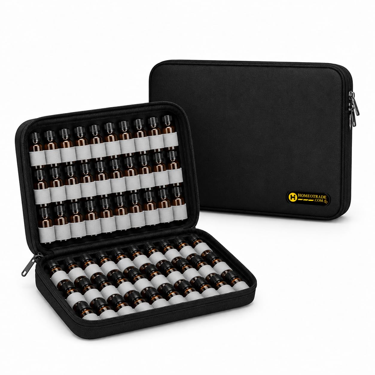 HT Essential Oil Storage Bag | 64 Bottles (2 Dram) | Hard Shell Travel Case 9×5×4.5 Inch | Portable Organizer for Essential Oils | Aromatherapy & Remedies, for Traveling or Camping-image-3