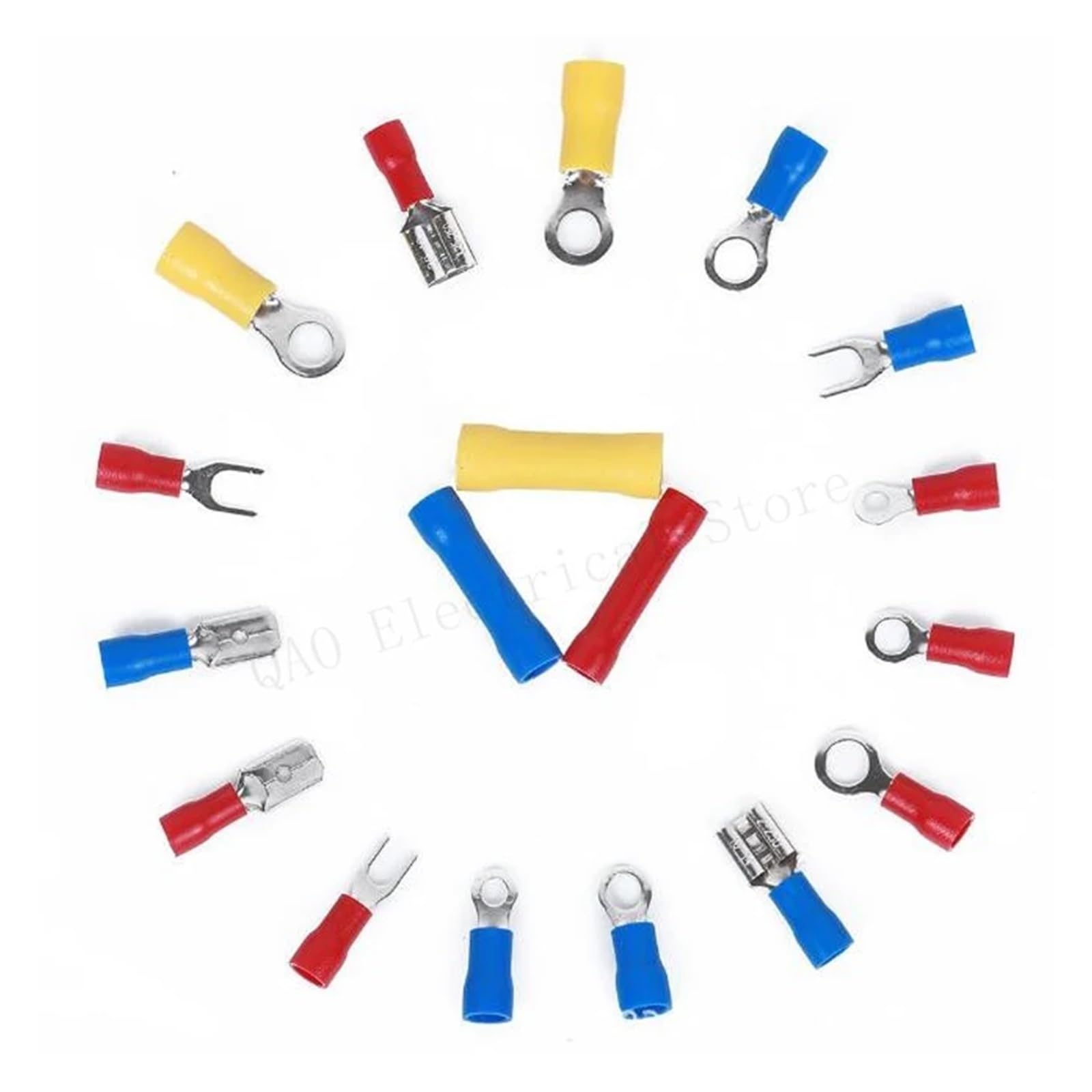 Connecteurs électriques, cosses à isolées, Assortiment Mixte de 1200 pièces, cosses à Anneau, fourches, cosses à Fourche, connecteurs Bout à Bout