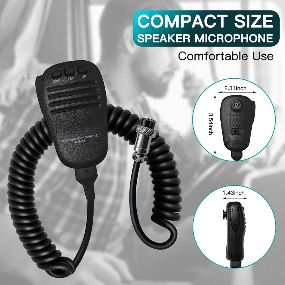 MH-31B8 - Micrófono de repuesto para radios Yaesu, micrófono de mano de 8 pines con carcasa ABS y cable en espiral, compatible con FT-847 FT-920 FT