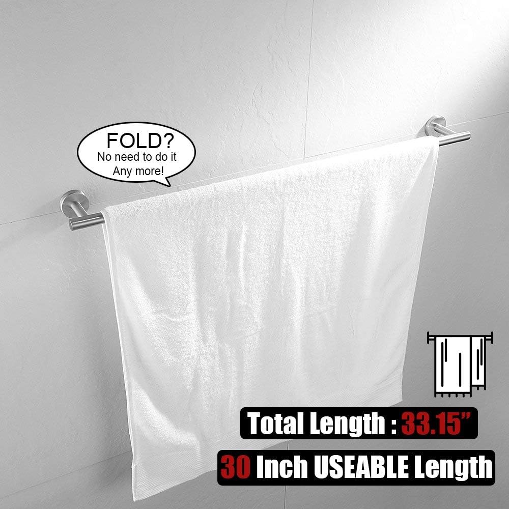 JQK Towel Ring, Stainless Steel Half Ring Towel Holder for Bathroom, 7 Inch Brushed Finished Wall Mount, TR160-BN