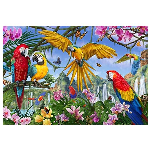 Vermont Christmas Company Tropical Birds Puzzle - 100 Piece Interlocking Large Bird Jigsaw Puzzle - Thick, Durable Bird Puzzles for Kids & Seniors - Jigsaw Puzzles Birds Colorful Artwork (19" x 13")
