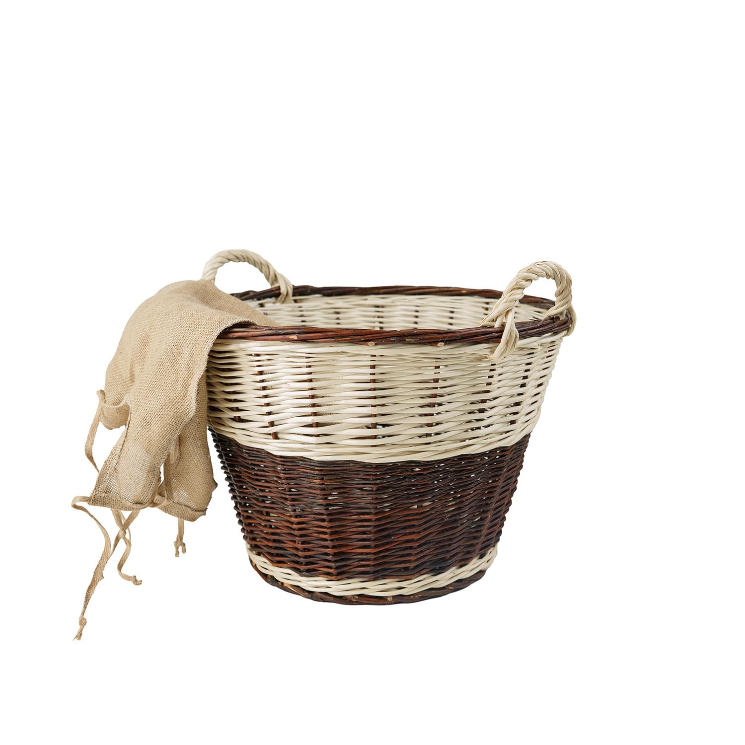 e-wicker24 Wiklinowy kosz kominowy, kosz kominkowy z wikliny, kosz na drewno kominkowe, kosz kominkowy z uchwytami do noszenia