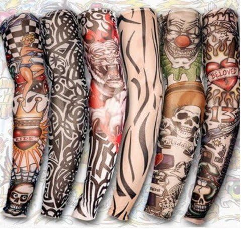 Joy by T.O ToJoy Lot 6 Pcs Arts Fake Temporary Tattoo Arm Sunscreen Sleeves Temporary Tattoo Sleeves Body Art Arm Stockings Slip Accessories Halloween Tattoo Soft for Men Women