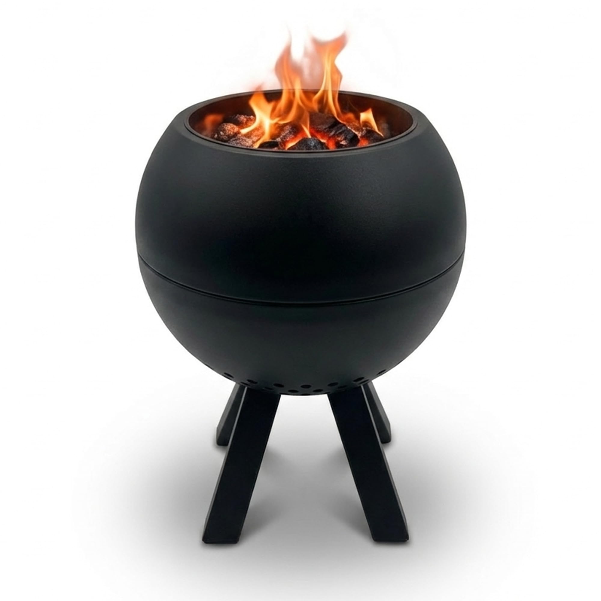 Rauchfreies Tischfeuer Outdoor – Tischkamin für Garten, Terrasse & Balkon – Kleine Feuerstelle für Pellets und Holz – Doppelwandige Stahlkonstruktion inkl. Schaufel – Schwarz