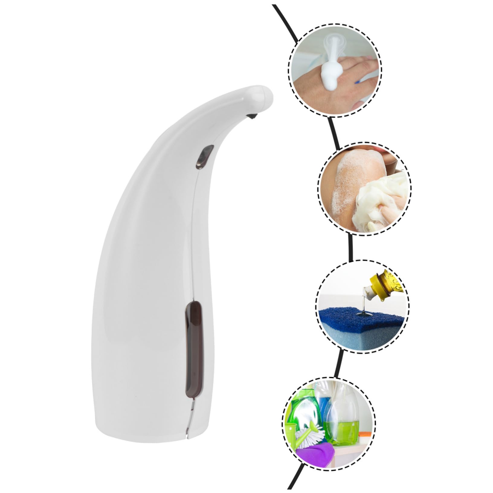 TOPBATHY Distributore Sapone Automatico da 300ml, Sensore di Movimento in Abs Bianco Dosatore Sapone Liquido senza Batteria, per Bagno e Cucina
