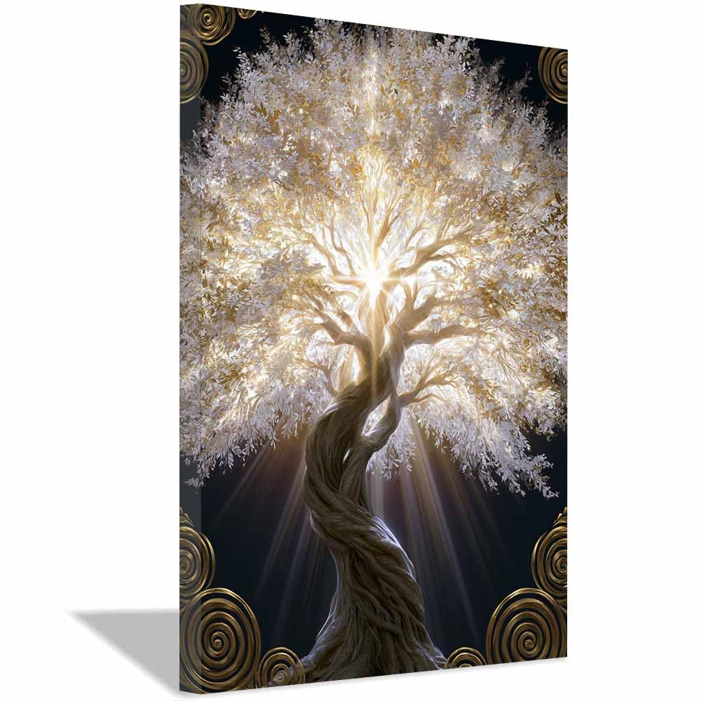 HOQIU Canvas Wall Art Abstract Blues tree tree poster, landscape wall art, for Living Room Bedroom Bathroom.(Multicolor)-60x80cm Framed