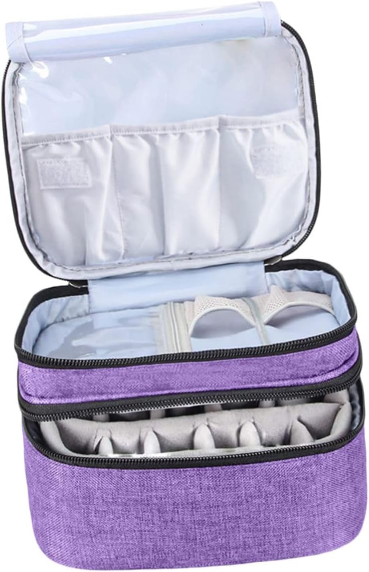 30grids Essential Oil Box Organizer Nail Polish Carrying Case Double Layer Storage Bag