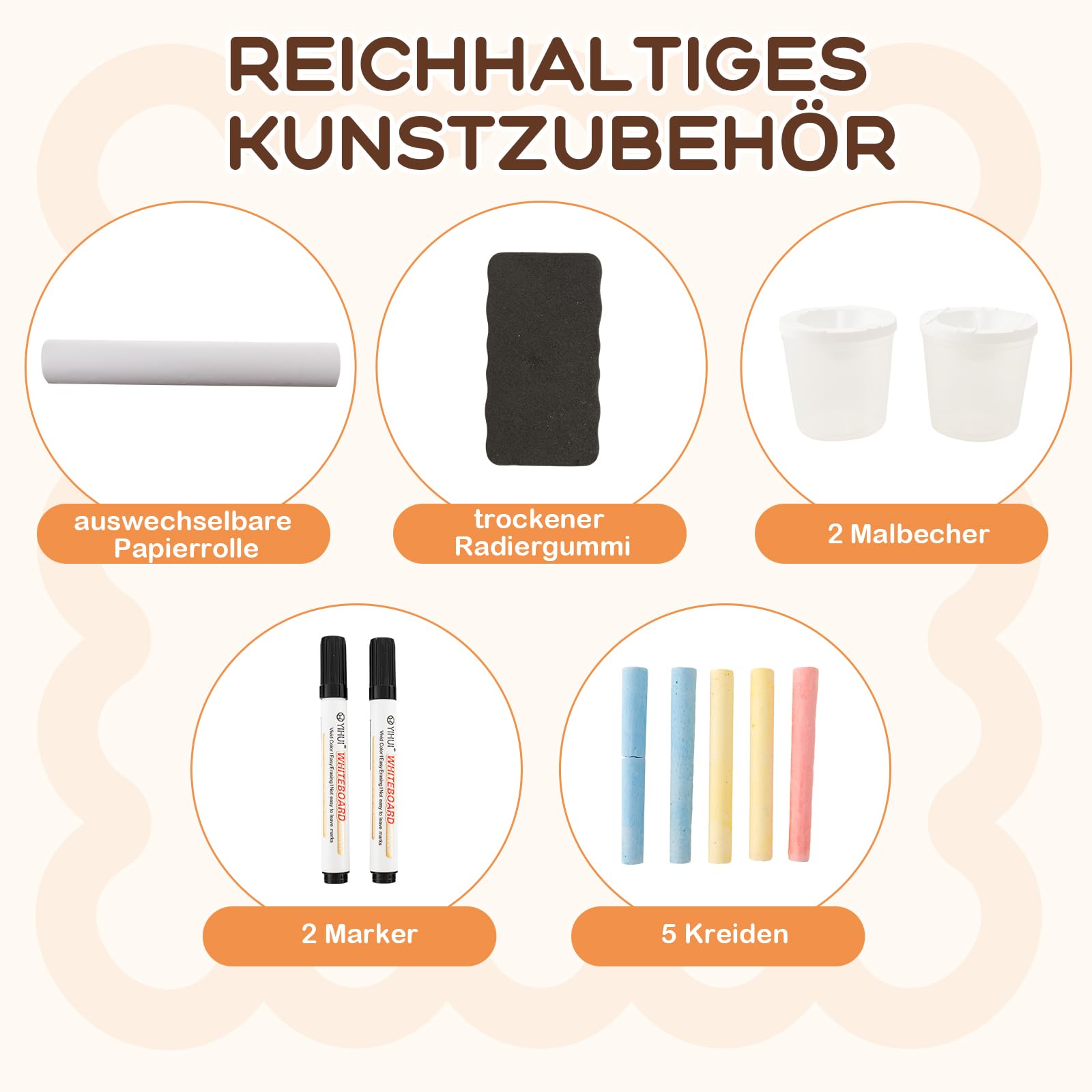 COSTWAY 6 in 1 Kinder Staffelei Set, Standtafel aus Holz mit doppelseitiger Kreidetafel & Whiteboard & Papierrolle, Kindertafel höhenverstellbar mit Bank, Ablagen für Kinder ab 3 Jahren (Rosa)