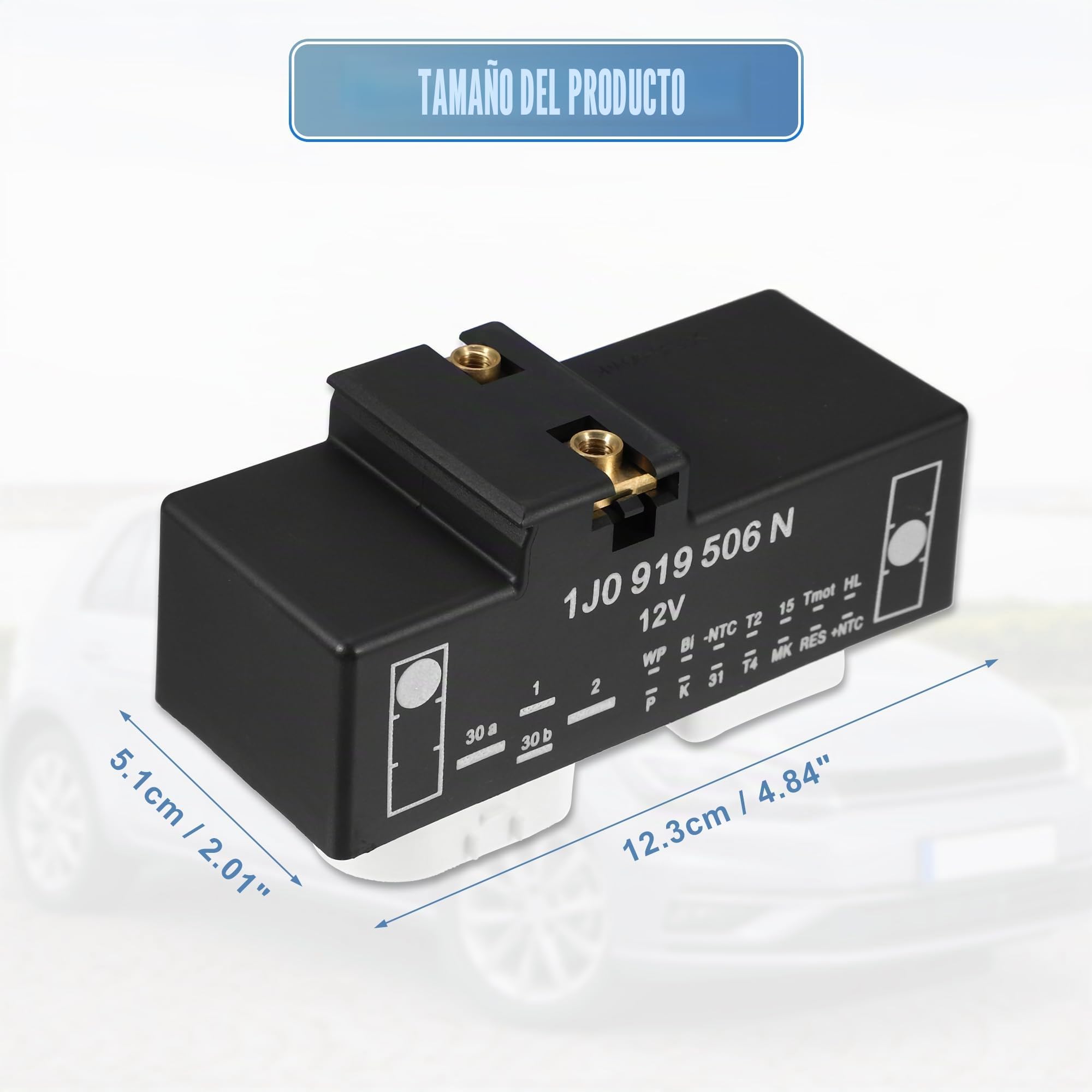 A ABSOPRO Módulo Control Ventilador Radiador Para Volkswagen Golf 02-05 1Pc | Para Volkswagen Jetta 02-04, Plástico Y Metal, Negro Y Blanco, 12.3X5.1X7.3Cm, 4+14 Pines, 1J0919506N, 1 Unidad