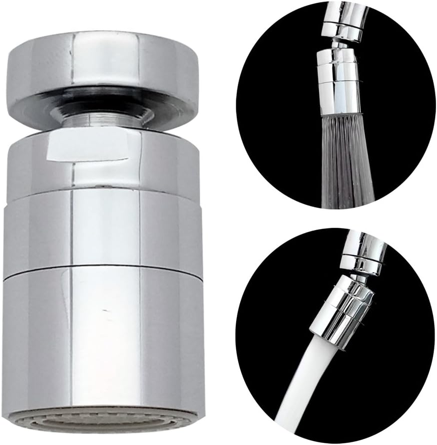 360-Degree Swivel Dual-Spray Function 2-Flow Kitchen Sink Faucet Aerator with 55/64-Inch x 27 Female Threaded,Brass Polished Chrome