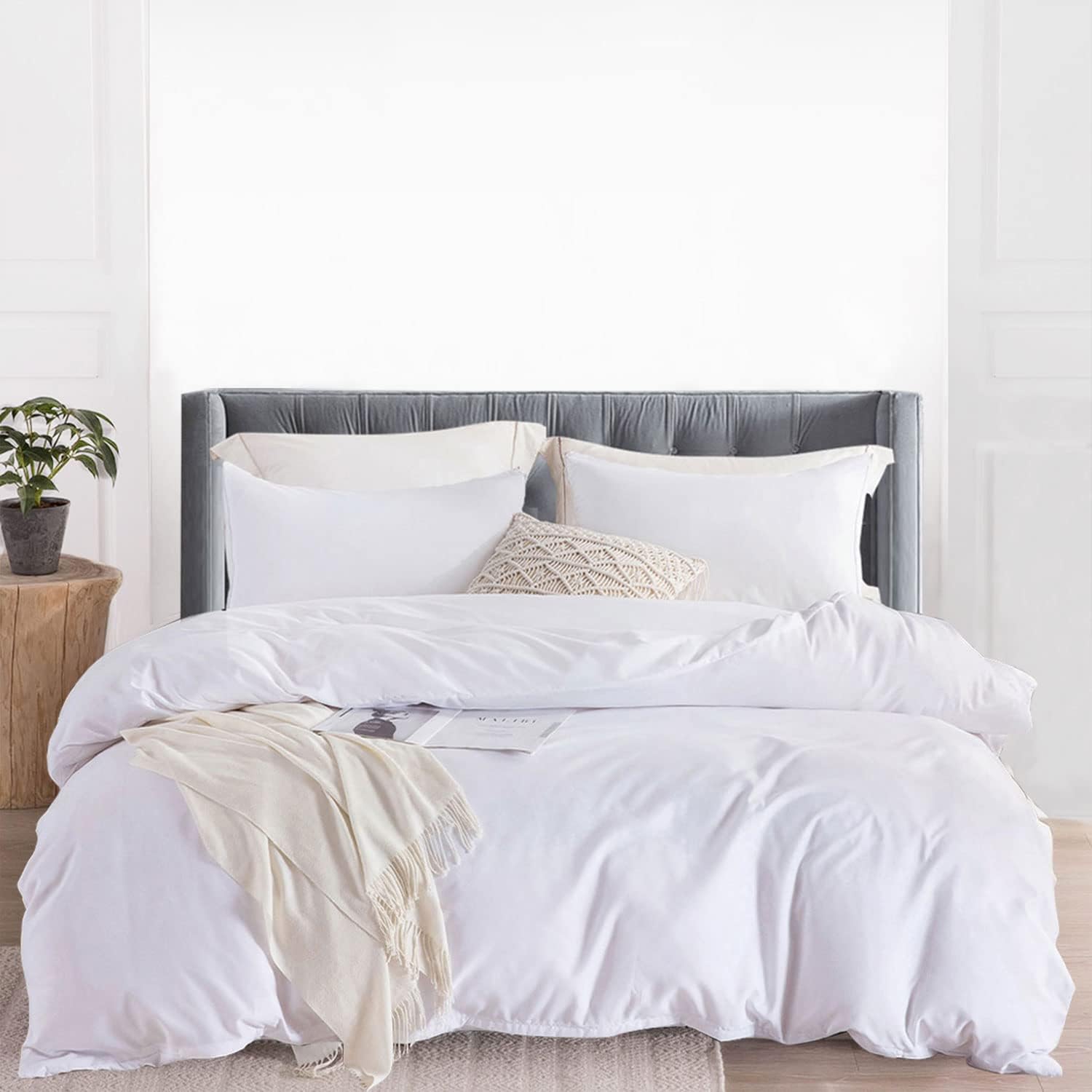 JOHNPEY Duvet Cover King (1 Duvet Cover+2 Pillow Shams),Soft Washed Microfiber Bedding Set with Zipper Closure,No Comforter