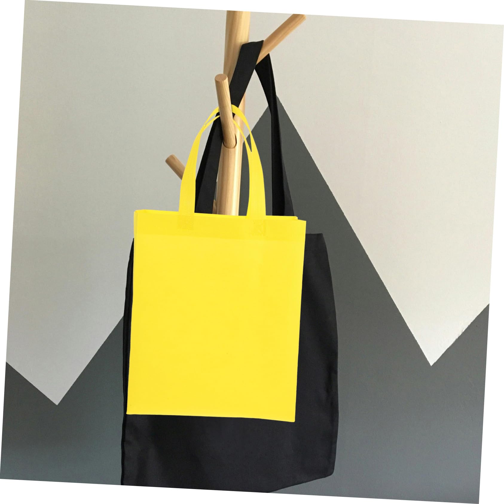 Gelbe Wiederverwendbare Non Woven Tragetaschen Robuste Einkaufstaschen mit Praktischem Griff Faltbare und Partytaschen für Damen und Familien