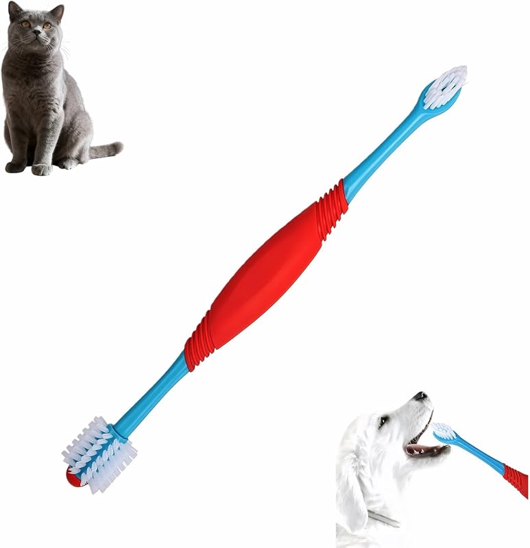 Dog Toothbrush, 360° & Double-Headed Dog Dental Care Kit for Small & Large Dogs, Pet Finger Toothbrush & Toothbrush Set for Effective Plaque Removal, Clean Teeth, Fresh Breath, and Gum Health